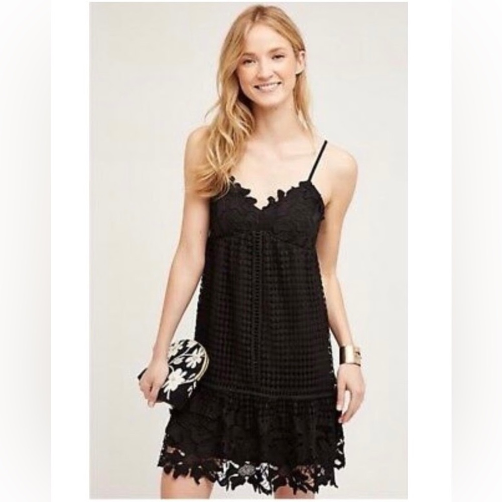 Anthropologie HD in Paris black lace strap dress 🖤